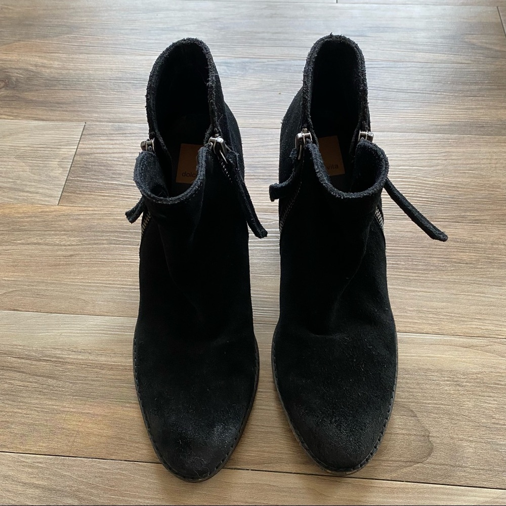 Dolce Vita Real Leather Suede Ankle Heeled Booties - Picture 10 of 12